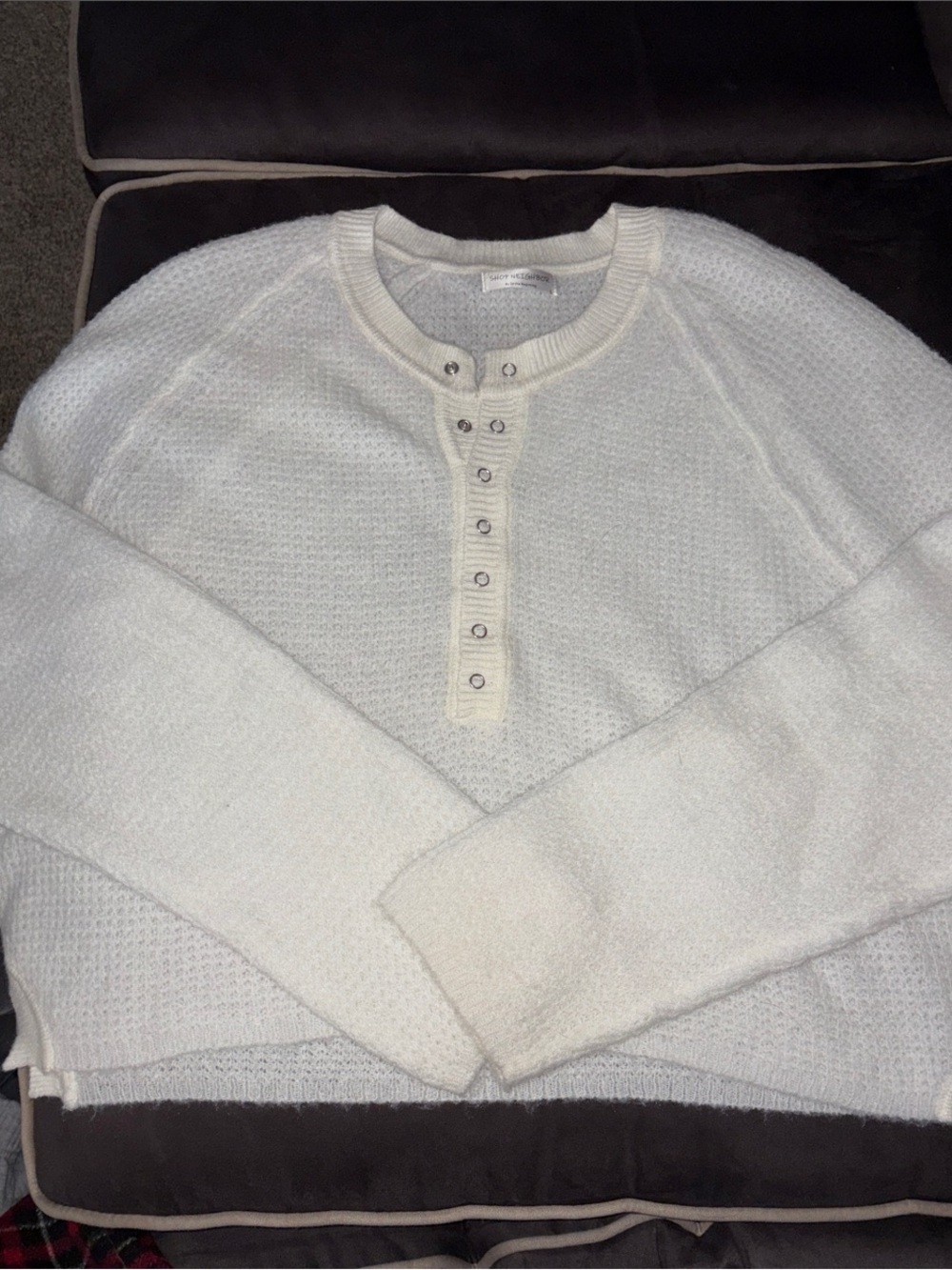 Cozy White Henley Sweater - Soft Knit Women’s Pullover